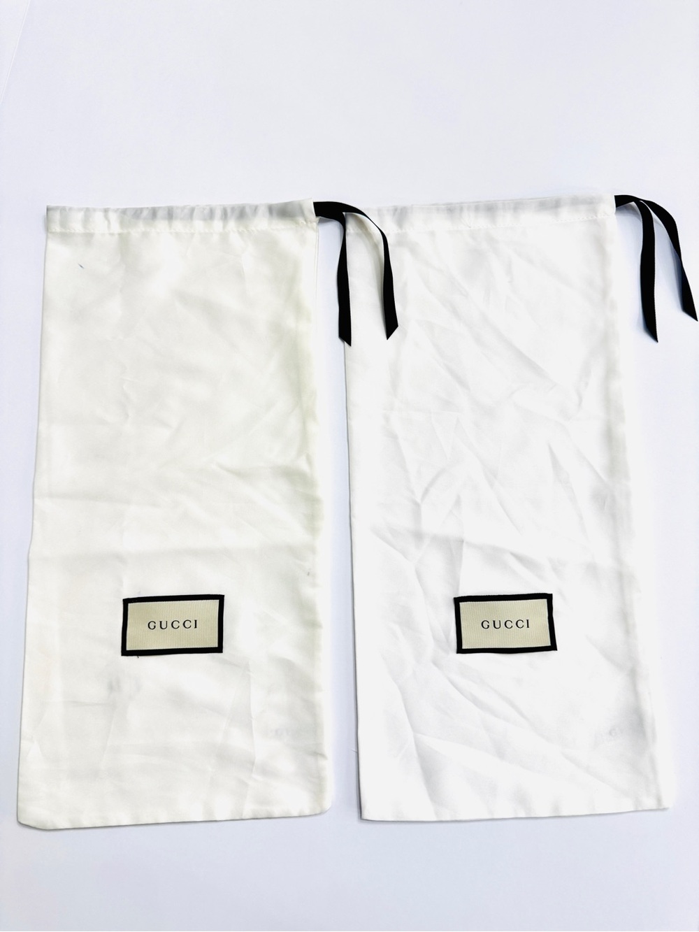 Gucci White Satin Dust Bags Set of 2-Authentic Storage Bag with Drawstring 17x8 - Picture 2 of 12